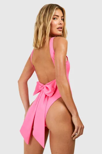 Womens Bridal Bow Scoop Swimsuit - Pink - 6, Pink