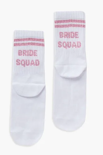 Womens Bride Squad Slogan Sock - White - One Size, White