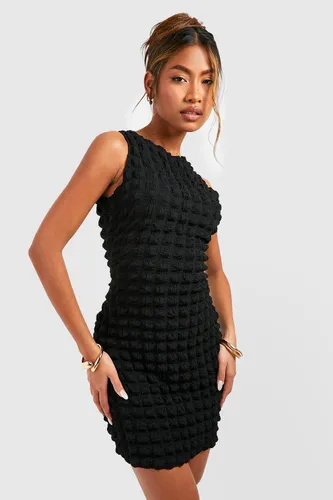 Womens Bubble Jersey Sleeveless Mini Dress - Black - 14, Black