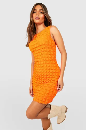Womens Bubble Jersey Sleeveless Mini Dress - Orange - 8, Orange