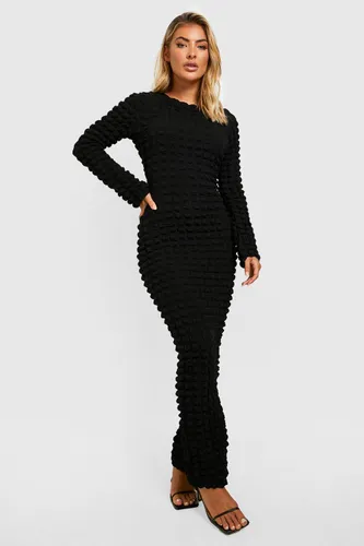 Womens Bubble Textured Maxi Dress - Black - 12, Black