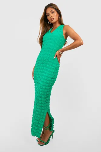 Womens Bubble Textured Maxi Dress - Green - 8, Green