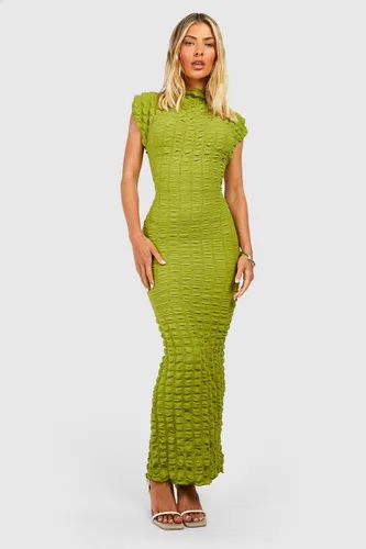 Womens Bubble Textured Sleeveless Midaxi Dress - Green - 18, Green