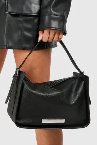Womens Buckle Strap Shoulder Bag - Black - One Size, Black