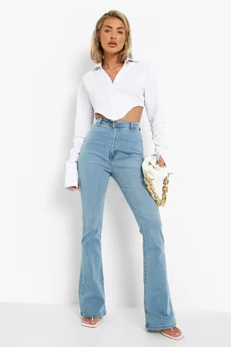 Womens Butt Shaper High Rise Skinny Flared Jeans - White - 6, White