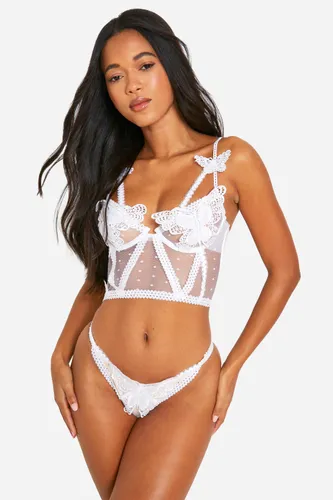 Womens Butterfly Detail Brief - White - S, White