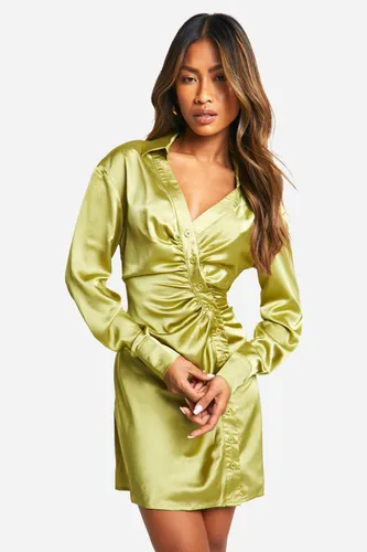 Womens Button Down Shirt Dress - Green - 8, Green