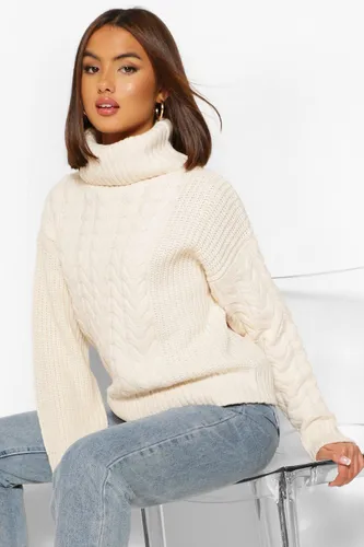 Womens Cable Knitted Jumper - White - L, White