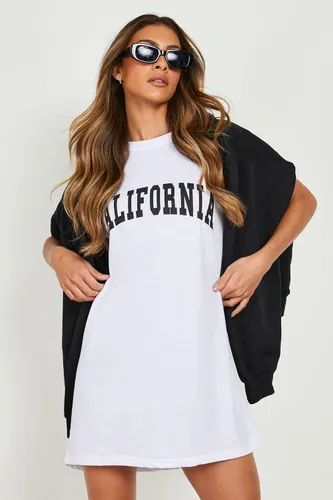 Womens California T-Shirt Dress - White - 8, White