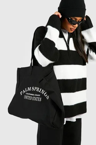 Womens Canvas Slogan Tote Bag - Black - One Size, Black