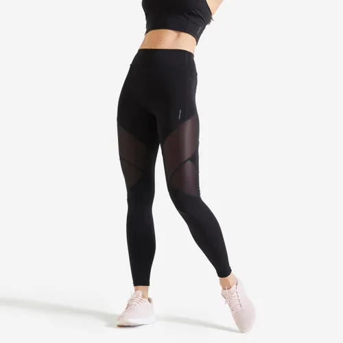 Women's Cardio Fitness High-waisted Bimaterial Leggings - Black