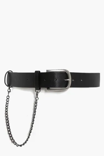 Womens Chain Detail Boyfriend Belt - Black - One Size, Black