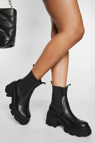Womens Chunky Heeled Chelsea Boots - Black - 7, Black