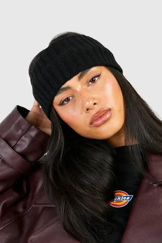 Womens Chunky Ribbed Knitted Headband - Black - One Size, Black