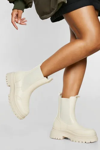 Womens Chunky Wave Sole Chelsea Boots - White - 7, White