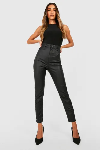 Womens Coated High Waisted Disco Skinny Jeans - Black - 6, Black