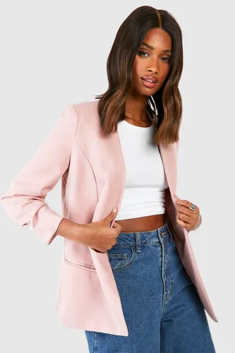 Womens Collarless Fitted Blazer - Pink - 6, Pink