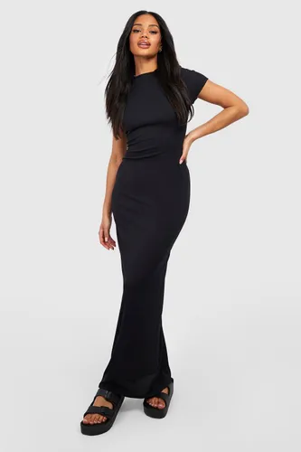 Womens Contour Rib Short Sleeve Maxi Dress - Black - 16, Black