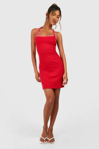 Womens Contrast Binding Cut Out Mini Dress - Red - 8, Red