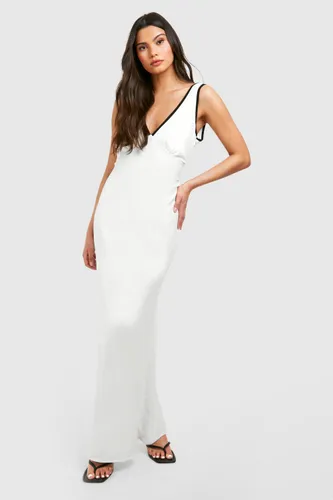 Womens Contrast Binding V Front Maxi - White - 8, White