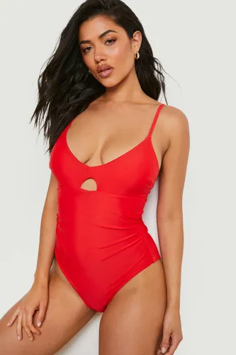 Womens Control Plunge Key Hole Swimsuit - Red - 12, Red
