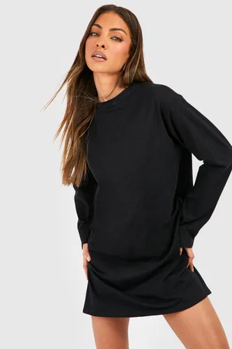 Womens Cotton Blend Long Sleeve T-Shirt Dress - Black - 10, Black