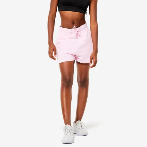 Women's Cotton Fitness Shorts 520 With Pocket - Pale Pink