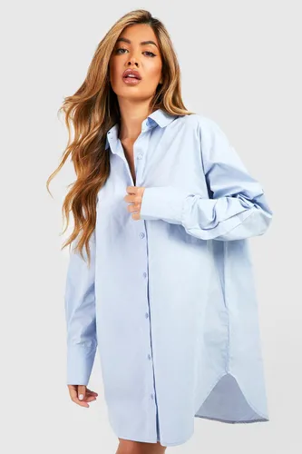 Womens Cotton Oversized Night Shirt - Blue - 8, Blue
