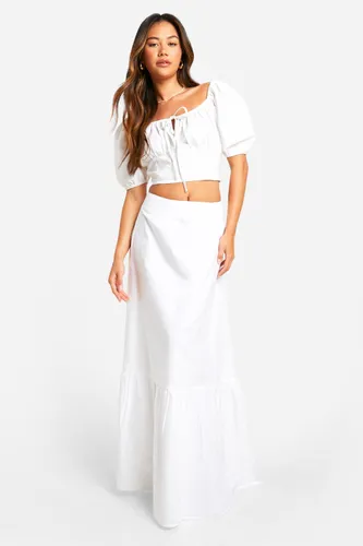 Womens Cotton Poplin Maxi Skirt - White - 6, White