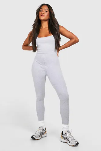Womens Cotton Rib Skinny Jumpsuit - Grey - 8, Grey
