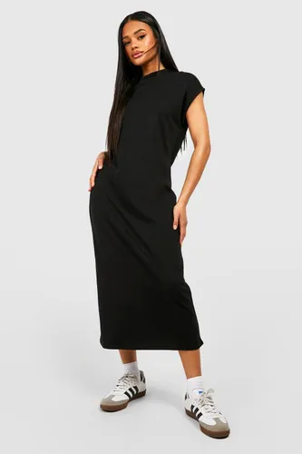 Womens Cotton T-Shirt Midaxi Dress - Black - 8, Black