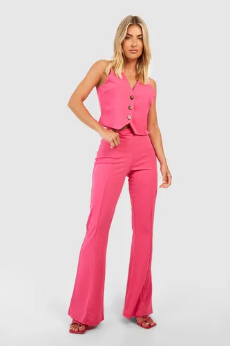 Womens Crepe Fit & Flare Trousers - Pink - 16, Pink