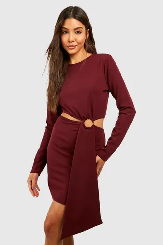 Womens Crepe O Ring Detail Mini Dress - Purple - 8, Purple