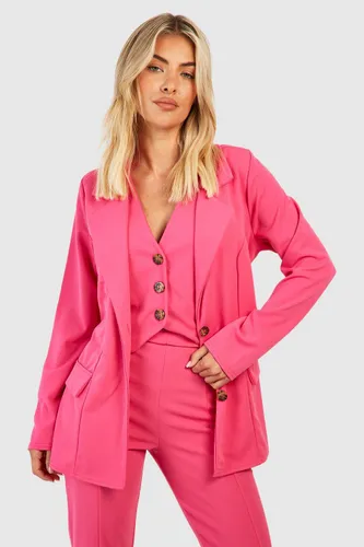 Womens Crepe Tie Waist Tailored Blazer - Pink - 10, Pink