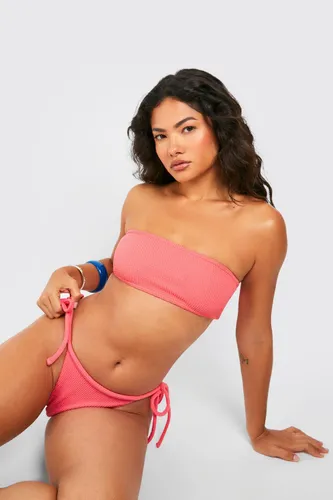 Womens Crinkle Bandeau Tube Bikini Top - Pink - 8, Pink