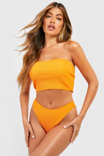Womens Crinkle Fuller Bust Bandeau Bikini Top - Orange - 6, Orange