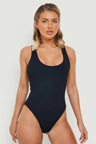 Womens Crinkle Scoop Swimsuit - Black - 6, Black