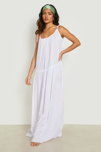 Womens Crinkle Strappy Maxi Beach Dress - White - S, White