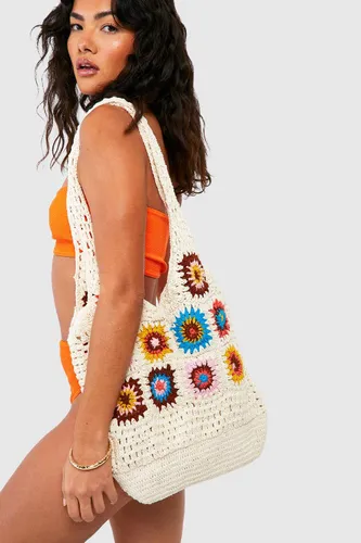 Womens Crochet Shopper Tote Bag - White - One Size, White