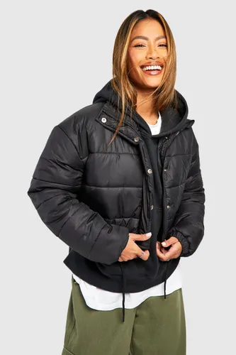 Womens Crop Puffer Jacket - Black - 12, Black