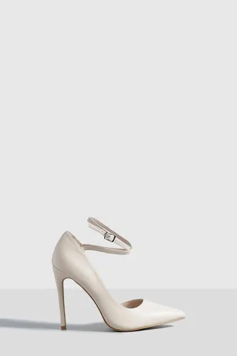 Womens Crossover Strap Stiletto Court Shoes - Beige - 7, Beige