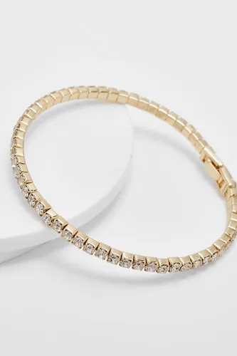 Womens Crystal Tennis Bracelet - Gold - One Size, Gold