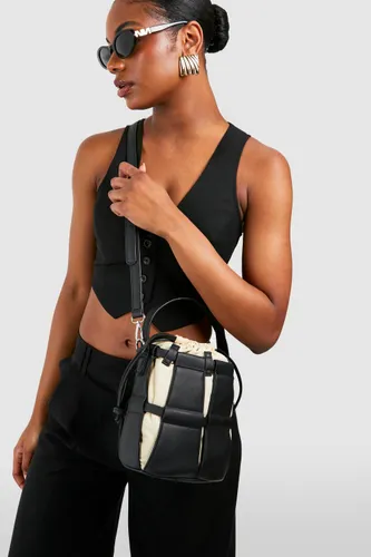 Womens Cut Out Crossbody Bucket Bag - Black - One Size, Black