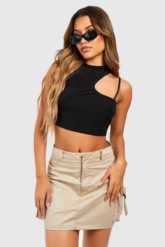 Womens Cut Out Strappy Crop - Black - 10, Black