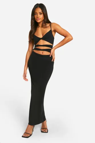 Womens Cut Out Strappy Maxi Dress - Black - 8, Black