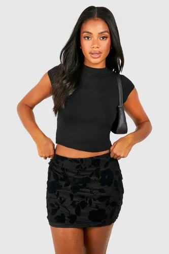 Womens Devore Mini Skirt - Black - 6, Black