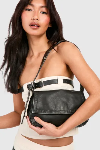 Womens Distressed Shoulder Bag - Black - One Size, Black