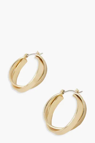 Womens Double Loop Hoop Earrings - Gold - One Size, Gold