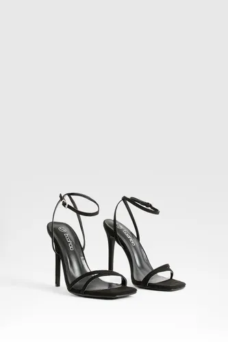 Womens Double Strap Barely There Stiletto Heels - Black - 7, Black
