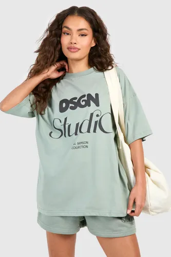 Womens Dsgn Studio Bubble Print Oversized T-Shirt And Short Set - Grey - S, Grey